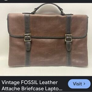 VINTAGE FOSSIL LEATHER ATTACHÉ BRIEFCASE,LAPTOP #2281570713 MBG9109 made -China